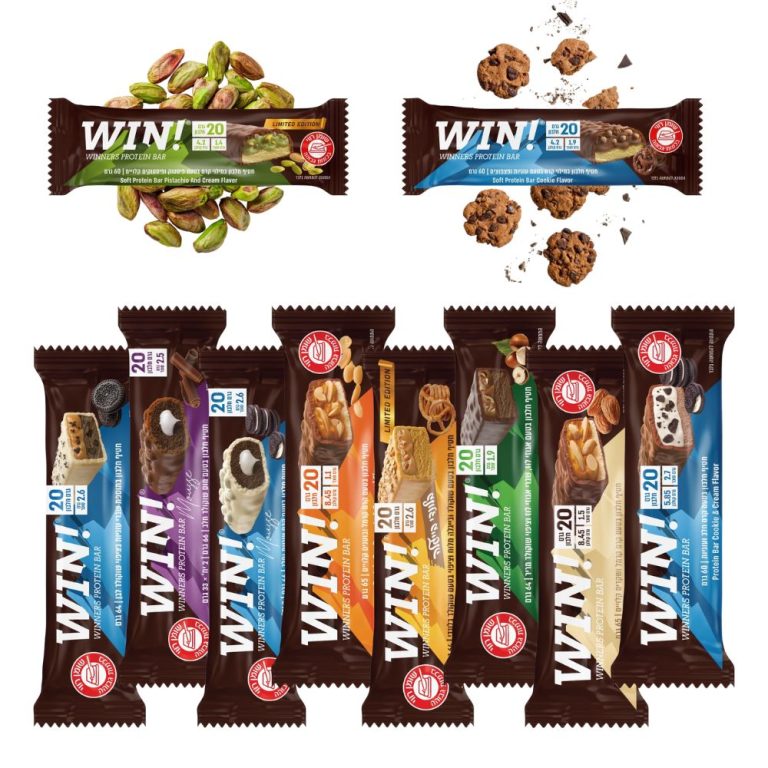 חטיפי חלבון WIN – מארז 12 יחידות בטעמים מגוונים, עם 20 גרם חלבון וקולגן